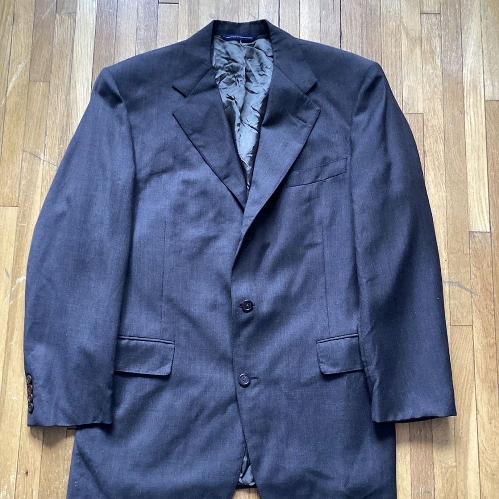 Brooks Brothers Men's Size 40L Solid Brown 3 Btn Blazer,Made In USA,100% Wool